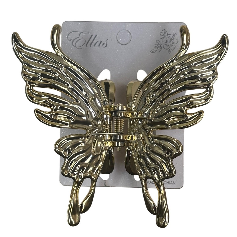 Ella's Gold Butterfly Hair Claw Clip Metallic Wing Design Accessory
